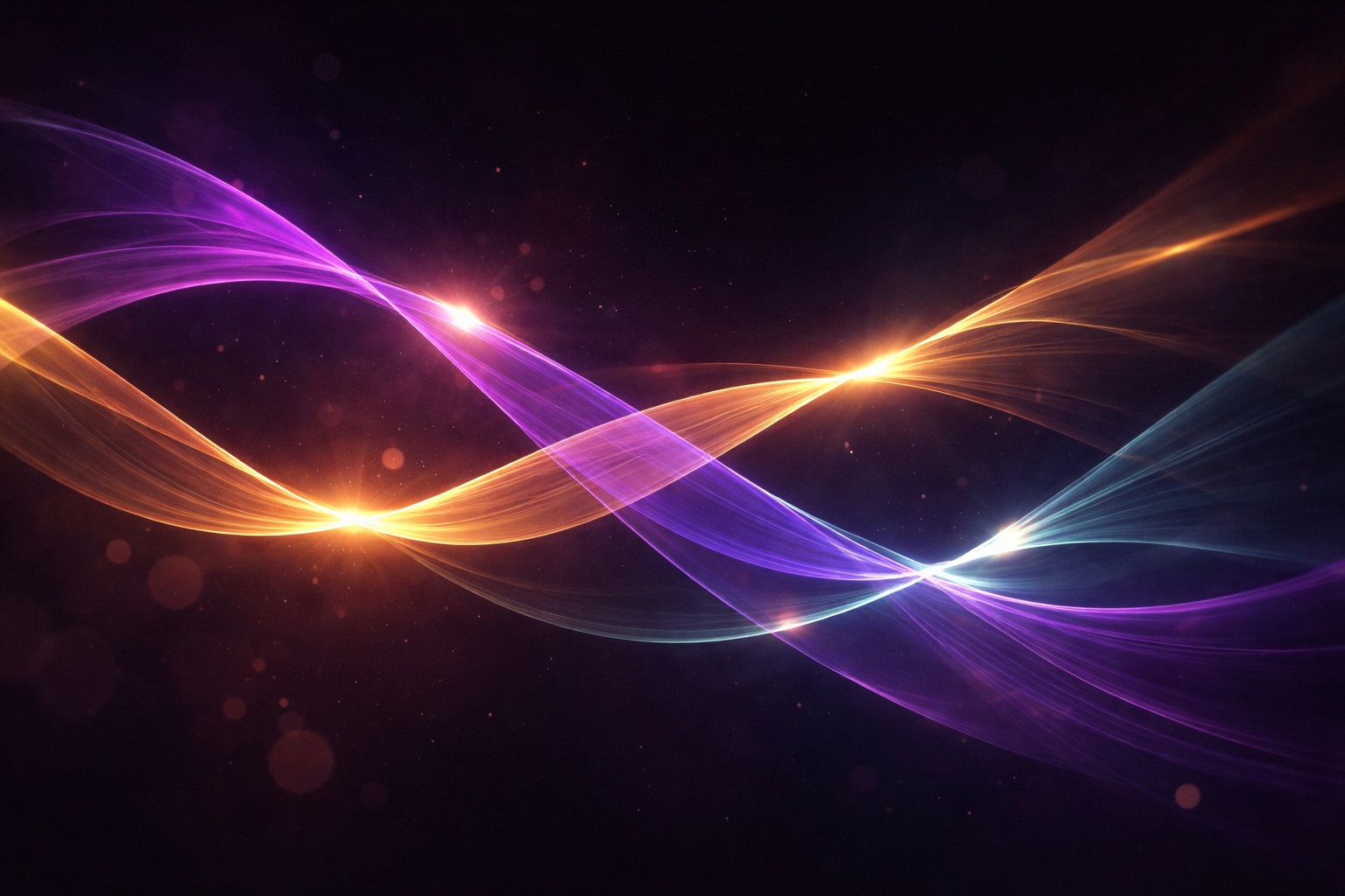 סרטים שזורים זה בזה בצבעי סגול, זהב וטורקיז